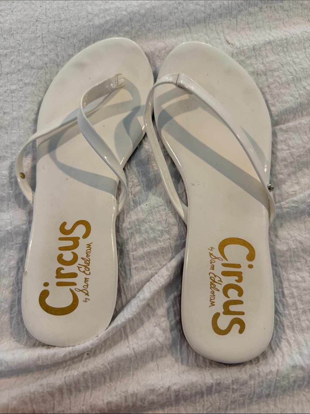 Circus by Sam Edelman Glossy White Flip Flop Sandals